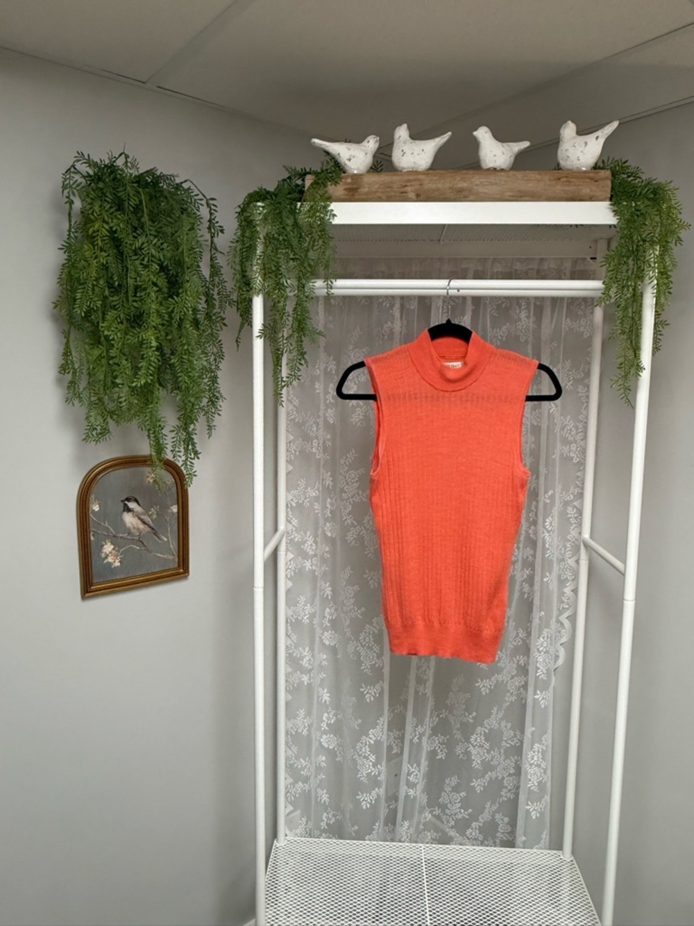 Ellen Tracy Merino Wool Sleeveless Ribbed Mock Neck Sweater - Size Large